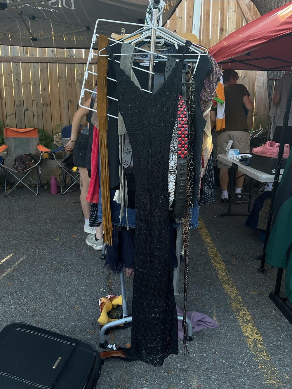 le chateau Black Sleeveless Crochet Maxi Dress